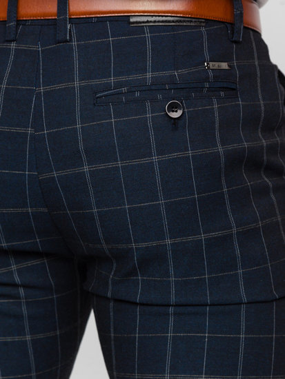 Pantaloni chino in tessuto a quadri blu Bolf KA9023