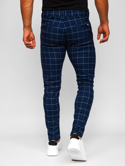 Pantaloni chino in tessuto a quadri da uomo blu Bolf 0040