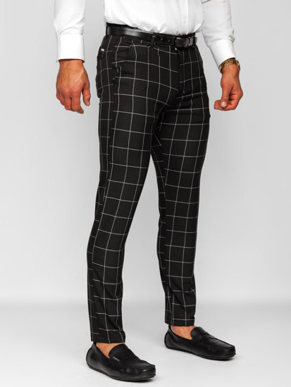 Pantaloni chino in tessuto a quadri da uomo neri Bolf 0040