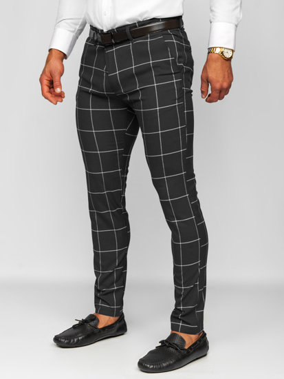 Pantaloni chino in tessuto a quadri da uomo nero Bolf 0037