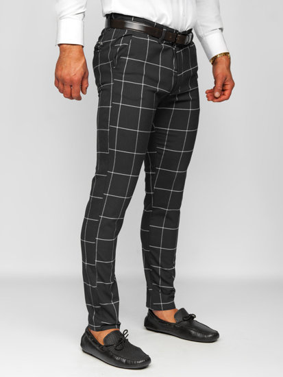 Pantaloni chino in tessuto a quadri da uomo nero Bolf 0037