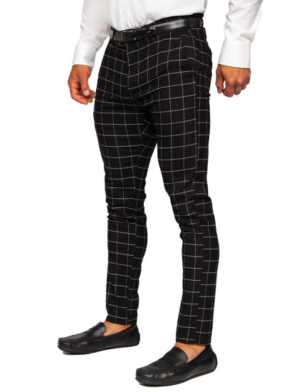 Pantaloni chino in tessuto a quadri da uomo nero Bolf 0047