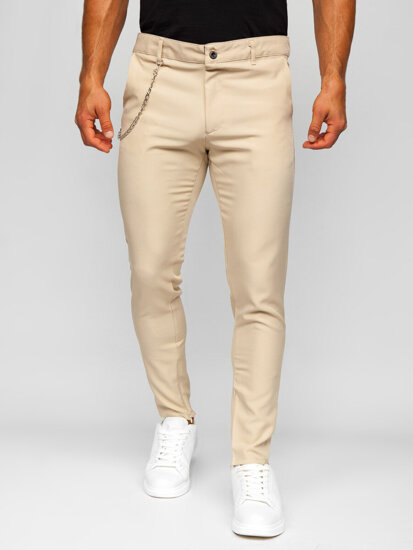 Pantaloni chino in tessuto da uomo beige Bolf 0059