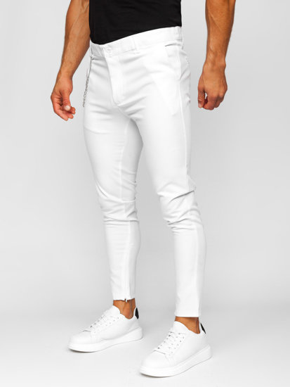 Pantaloni chino in tessuto da uomo bianco Bolf 0059