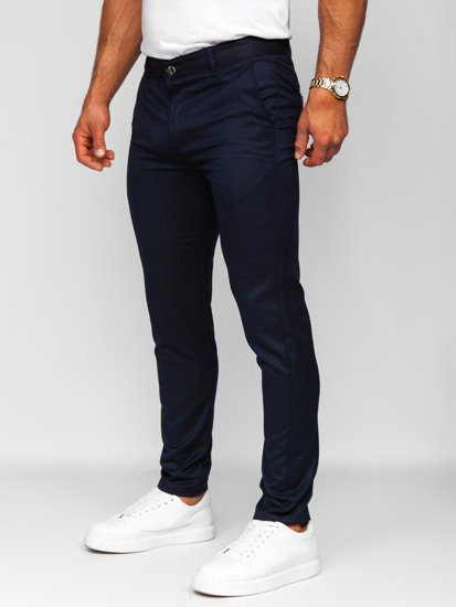 Pantaloni chino in tessuto da uomo blu'inchiostro Bolf 0030