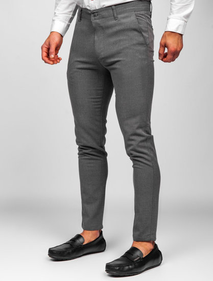 Pantaloni chino in tessuto da uomo grafite Bolf 0016