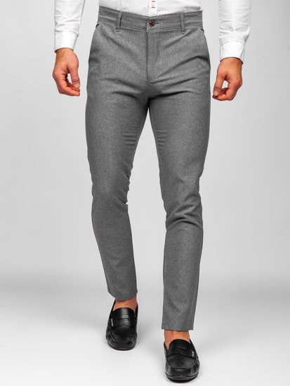 Pantaloni chino in tessuto da uomo grigi Bolf 0016