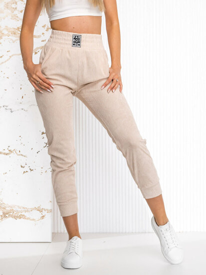 Pantaloni da tuta a righe da donna beige Bolf W7858