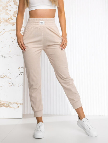 Pantaloni da tuta a righe da donna beige Bolf W7863