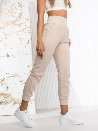 Pantaloni da tuta a righe da donna beige Bolf W7863