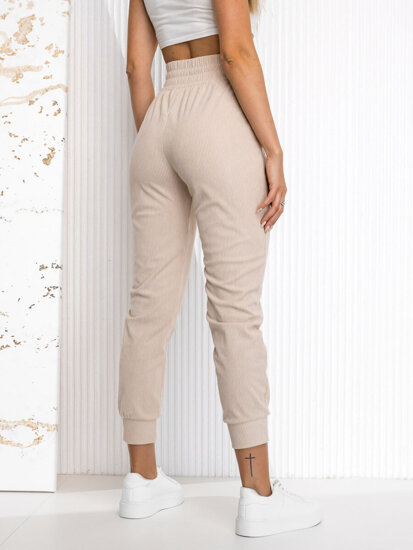 Pantaloni da tuta a righe da donna beige Bolf W7863