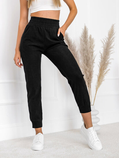 Pantaloni da tuta a righe da donna nero Bolf W7855