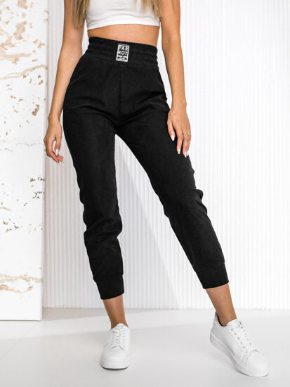 Pantaloni da tuta a righe da donna nero Bolf W7858