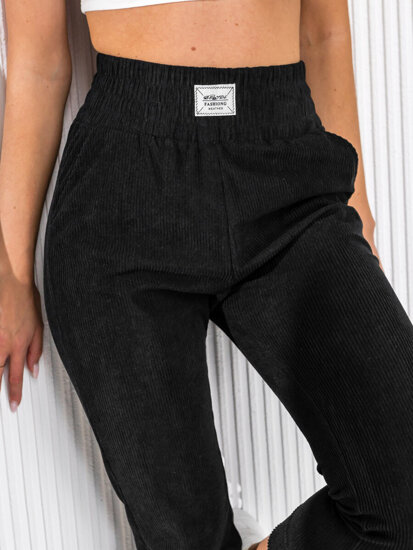 Pantaloni da tuta a righe da donna nero Bolf W7863