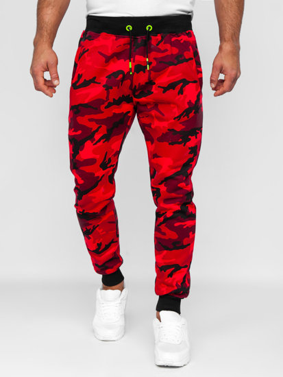 Pantaloni da tuta da uomo mimetico-rosso Bolf KZ15B