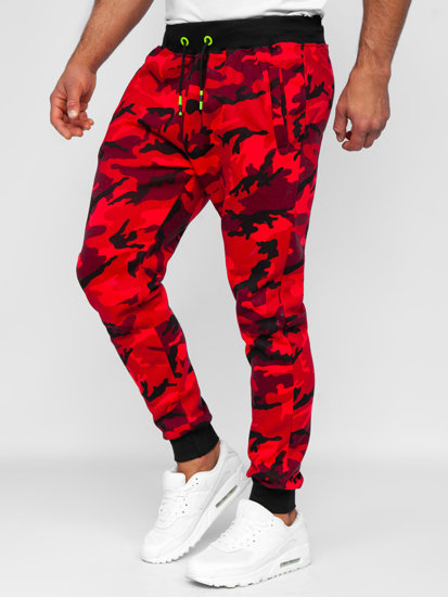 Pantaloni da tuta da uomo mimetico-rosso Bolf KZ15B