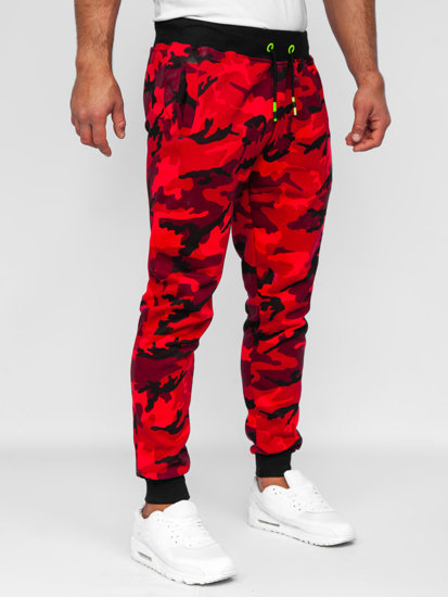 Pantaloni da tuta da uomo mimetico-rosso Bolf KZ15B