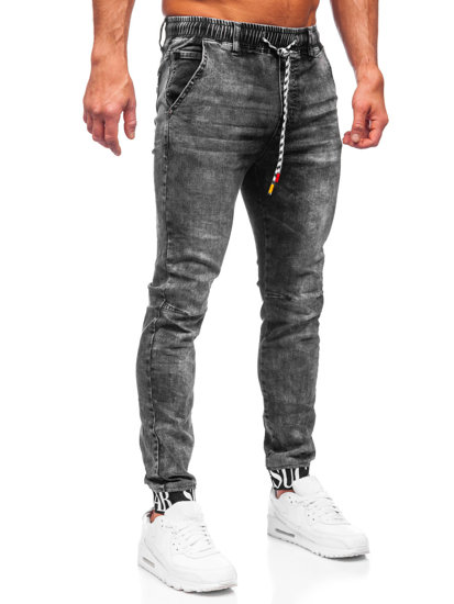 Pantaloni denim tipo jogger da uomo neri Bolf TF110