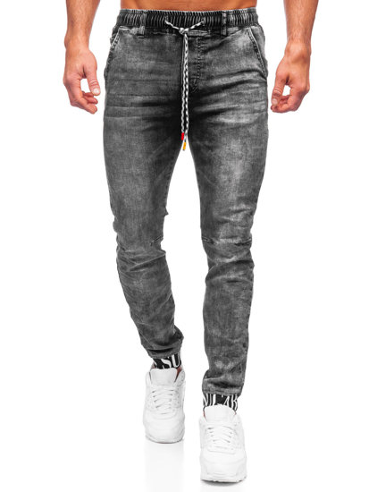 Pantaloni denim tipo jogger da uomo neri Bolf TF110