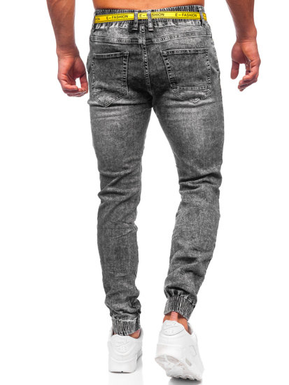 Pantaloni denim tipo jogger da uomo neri Bolf TF115