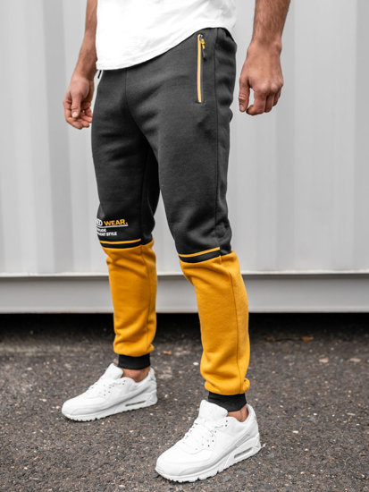 Pantaloni di tuta con stampa da uomo neri Bolf AM85A