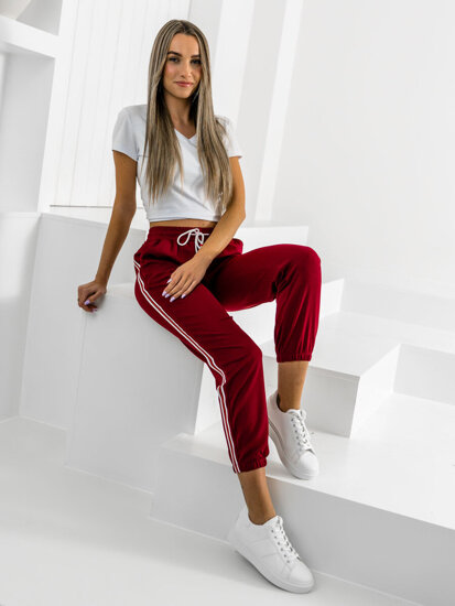 Pantaloni di tuta da donna bordò Bolf YW01020A