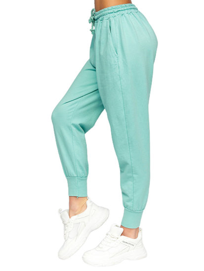 Pantaloni di tuta da donna verde menta Bolf 0011