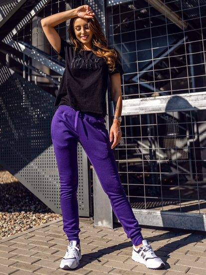 Pantaloni di tuta da donna viola Bolf CK-01B