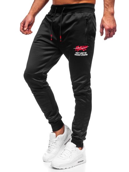 Pantaloni di tuta da uomo nero-rossi Bolf K50005