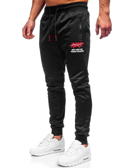 Pantaloni di tuta da uomo nero-rossi Bolf K50005