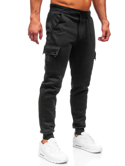 Pantaloni di tuta tipo cargo da uomo neri Bolf JX325