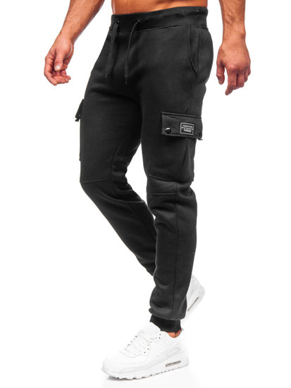 Pantaloni di tuta tipo cargo da uomo neri Bolf JX325