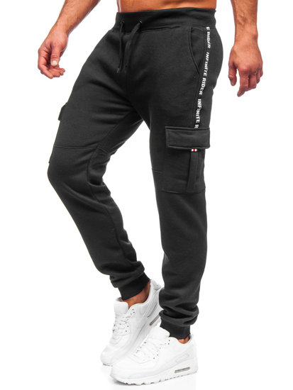 Pantaloni di tuta tipo cargo da uomo neri Bolf JX9395