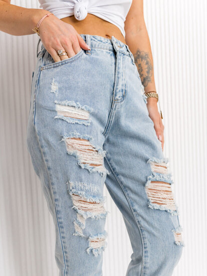 Pantaloni in denim mom fit da donna azzurri Bolf WL2100