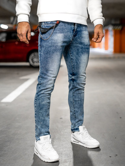 Pantaloni in denim regular fit da uomo blu Bolf HY1053