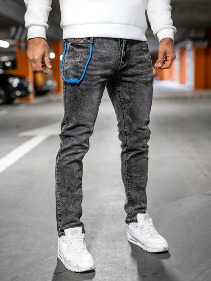 Pantaloni in denim regular fit da uomo neri Bolf HY1052