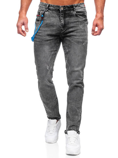 Pantaloni in denim regular fit da uomo neri Bolf HY1052