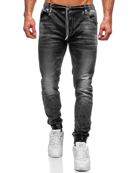 Pantaloni in denim tipo jogger da uomo neri Bolf 30047S0