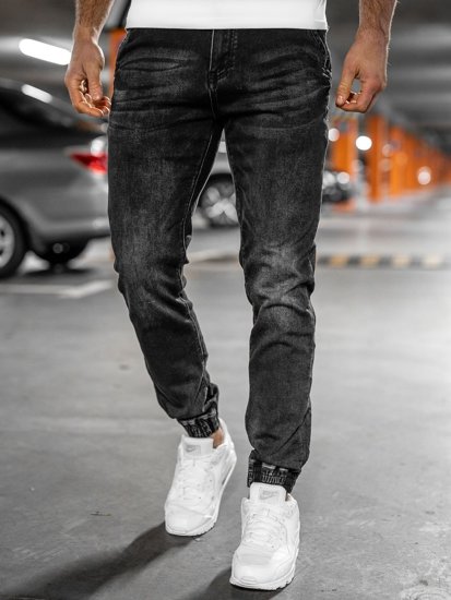 Pantaloni in denim tipo jogger da uomo neri Bolf 31002W0