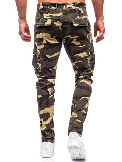 Pantaloni in jeans cargo jogger mimetici da uomo kaki Bolf Z811