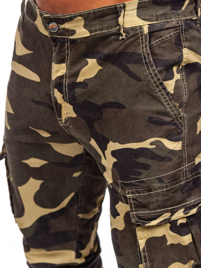 Pantaloni in jeans cargo jogger mimetici da uomo kaki Bolf Z811