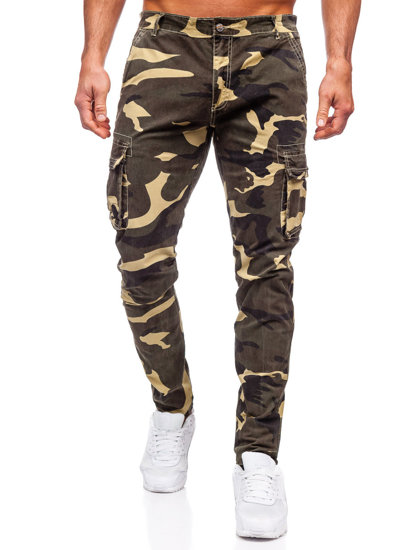 Pantaloni in jeans cargo jogger mimetici da uomo kaki Bolf Z811