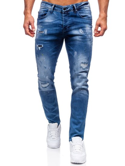 Pantaloni in jeans regular fit da uomo blu Bolf 4013