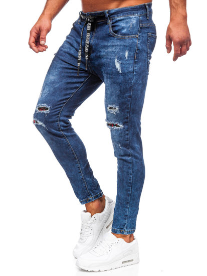 Pantaloni in jeans regular fit da uomo blu Bolf TF092