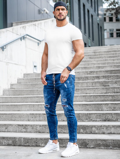 Pantaloni in jeans regular fit da uomo blu Bolf TF092