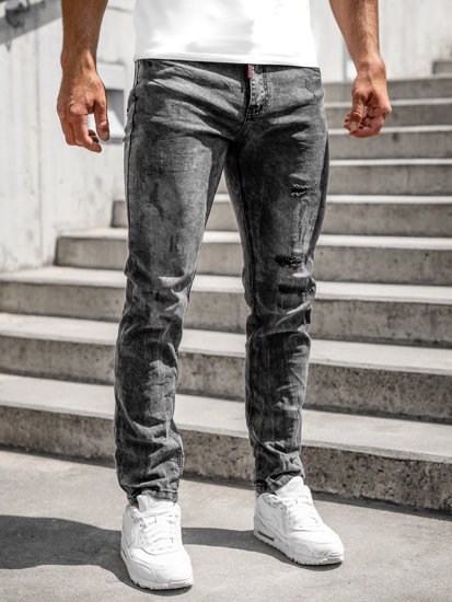 Pantaloni in jeans regular fit da uomo neri Bolf K10010-2