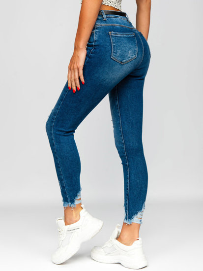 Pantaloni in jeans skinny con cintura da donna blu Bolf S3958-3P