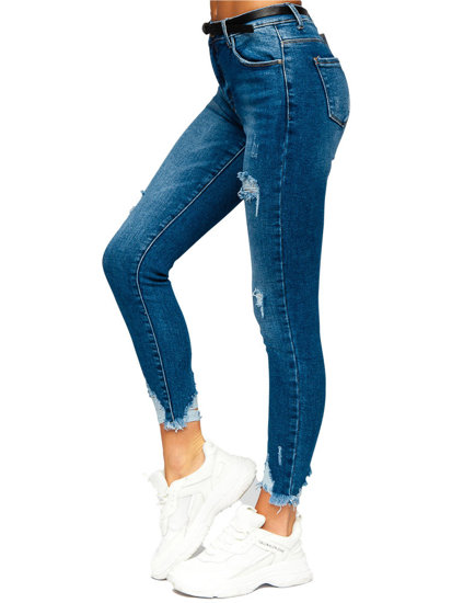 Pantaloni in jeans skinny con cintura da donna blu Bolf S3958-3P