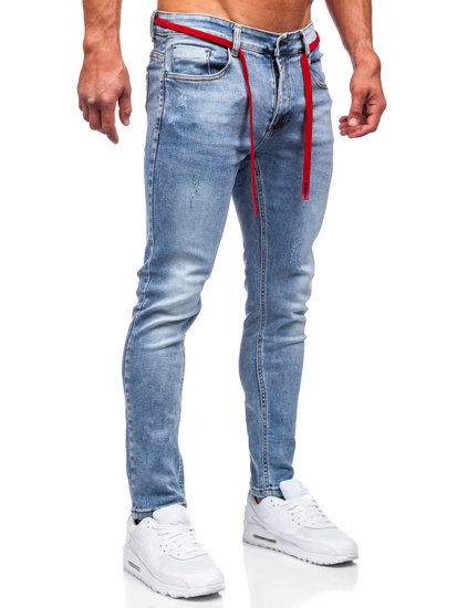 Pantaloni in jeans skinny fit da uomo azzurri Bolf KX555-1