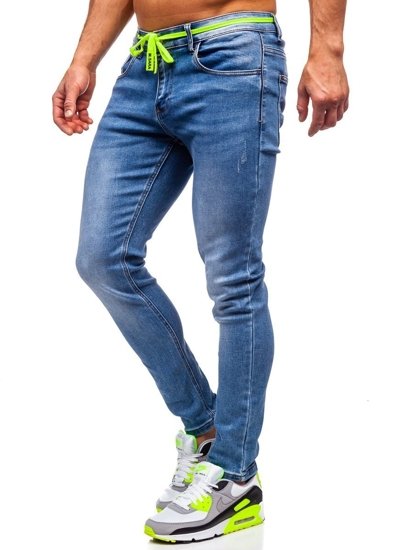 Pantaloni in jeans skinny fit da uomo blu Bolf KX555